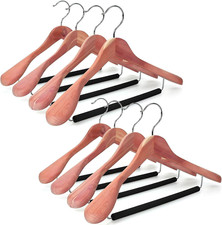 Luxury American Red Cedar Wooden Hangers 8 Pack with Padded Pant Bar