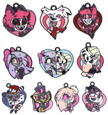 Hazbin Hotel 10pc Enamel Pendant Charm Set Charlie Vaggie Alastor