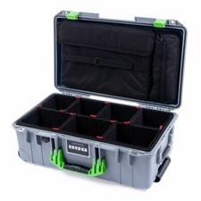 Silver  Lime Green Pelican 1535 case with TrekPak dividers  Computer pouch.