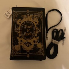 Book of Spells Handbag Purse Gothic Goth Horror Witch Wicca Crossbody Black Gold
