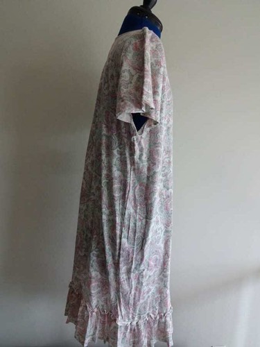 RALPH LAUREN Pink Green PAISLEY CAP SLEEVE COTTON Blend Womens M NIGHT GOWN - Picture 4 of 6