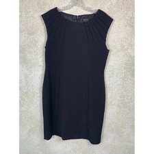 Essentials by ABS Black Pleated Neckline Sheath Dress Size 8 Office