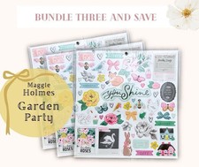 Rare and Hard to Find - Maggie Holmes Garden Party Chipboard Stickers  (pk of 3)