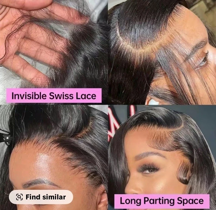 12-дюймовый черный предварительно отбеленный предварительно выщипанный предварительно настроенный парик 250 плотности - Изображение 2 из 3