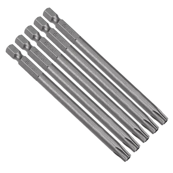 "5Stk. Sechskantschaft T30 Magnetische Torx Schraubendreher Bits 100Mm LäNge 1/4\""-image