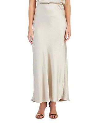 Lucy Paris Women's Ruby Satin Pull-On Maxi Slip Skirt Champagne Large