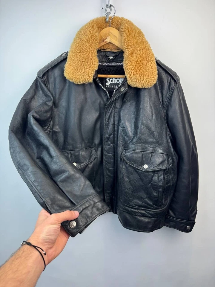 复古 Schott G-1 皮革飞行夹克黑色 46 码 — 第 3/4 张图片