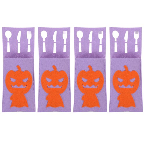 4 Pcs Pumpkin and Fork Bag Halloween Cutlery Drawstring Storage - Picture 3 of 12