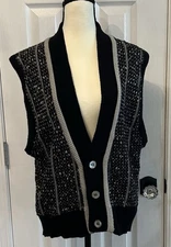 Esprit Vintage Black Sweater Vest Wool Blend Size M 