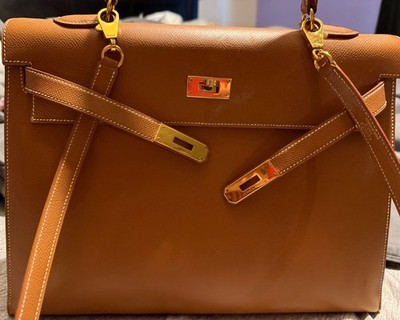 HERMES Kelly 35 Courchevel gold/brownLeather Gold  hardware, Authentic