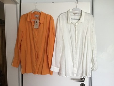 QVC Strandfein Blusenset Leinen weiß  & orange Größe 40/42