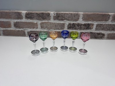 Vintage 6 Nachtmann Traube Cut to Clear Crystal Cordial Glasses