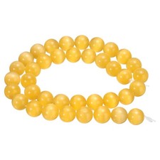 38pcs Orange Yellow Cat's Eye Stone Beads 10mm Round Crystal Loose Bead