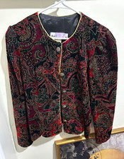 Vintage Another Thyme Women's 8 Multicolor Velvet Button Lined Jacket Metallic