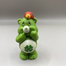 Figura de PVC vintage Care Bears Good Luck Bear Ladybug 1984 AGC miniatura verde 2"