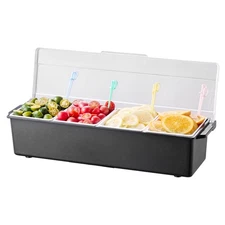KFFKFF Cool Condiment Holder Quad-Section, Ice-Preserved Storage with Cover