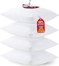 Utopia Bedding 4 Pack Waterproof Pillow Protectors with Zipper King Size White 