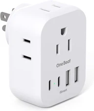 Travel Cruise Ship Essentials, One Beat Multi Plug Wall Outlet Extender White 