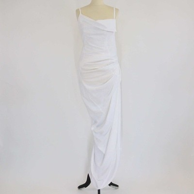 Jacquemus White Viscose Asymmetric Draped Long The Saudade Dress | eBay