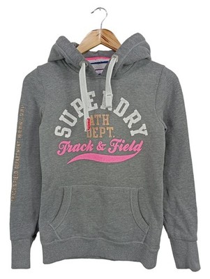 Superdry Track & Field Hoodie Damen XS Grau Kapuzenpullover Sportlich