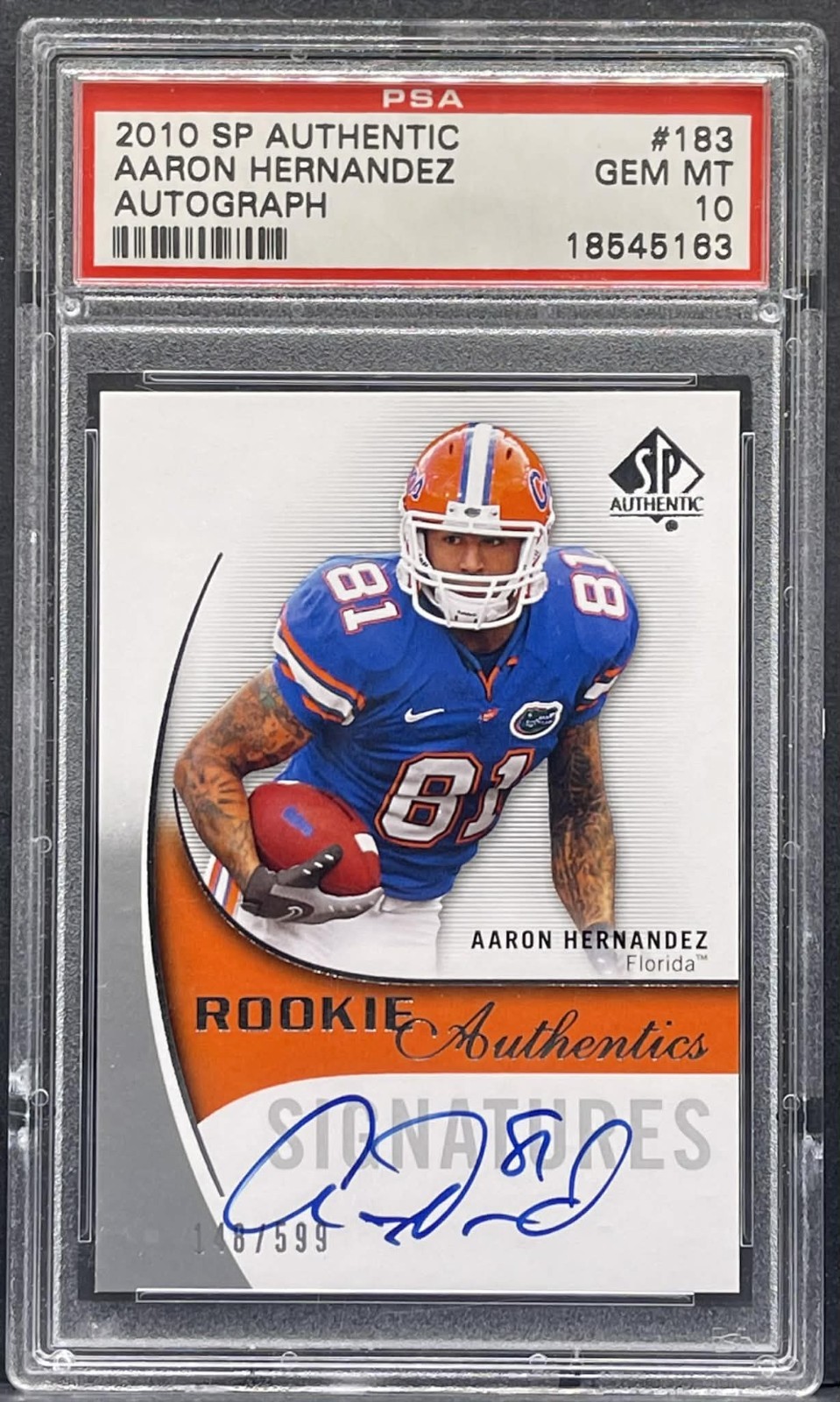 Aaron Hernandez SP Authentic #183 Autograph