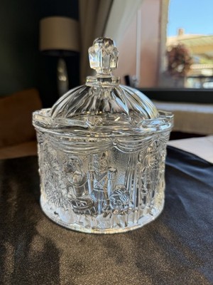 Nutcracker Ballet Heavy Lead Crystal Lidded Candy Jar Christmas Germany EUC