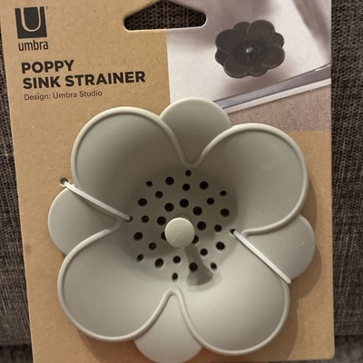 Umbra Poppy Sink Strainer Grey Silicone Drain Stopper, Removable