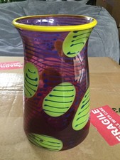 Colorful MCM style studio art glass vase hand blown glass vase