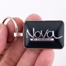 Vintage Chevrolet Nova Chrome Fender Emblem Badge Logo 1" x 1.25" Keychain