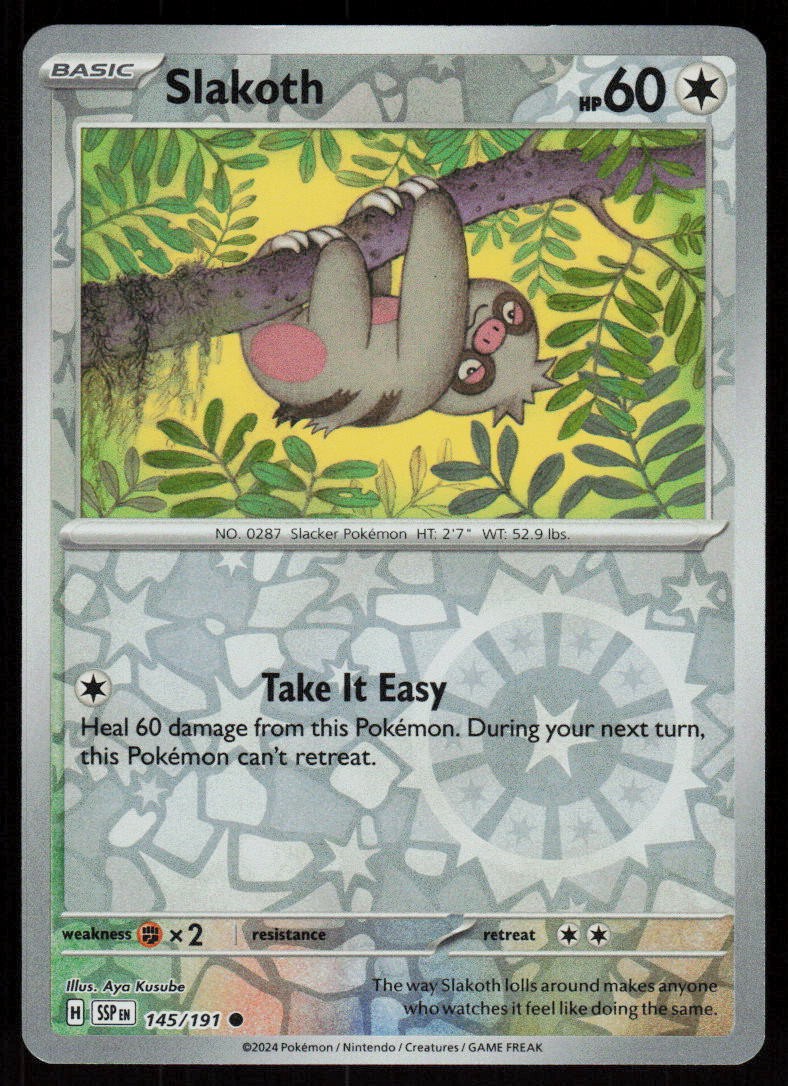 Slakoth 145/191 Common Surging Sparks Pokemon Reverse Holo Near Mint
