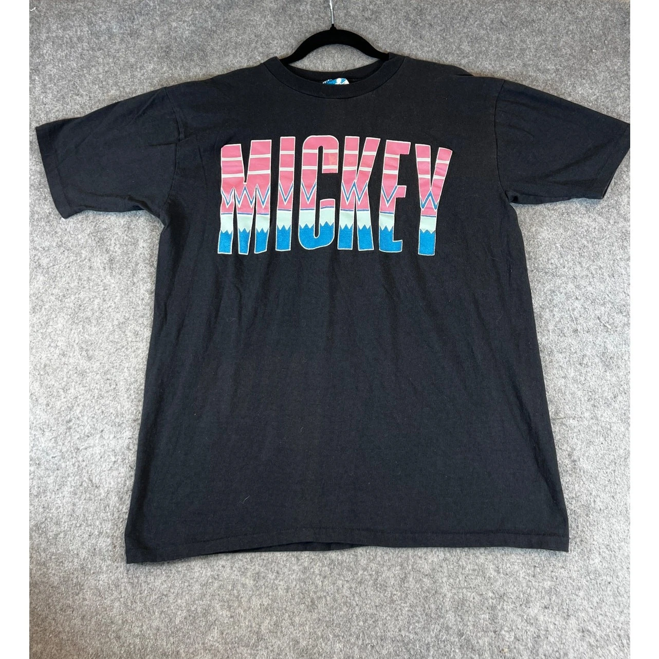 VINTAGE 80s Mickey Mouse Disney T Shirt Men Large Black Pullover Graphic Tee USA