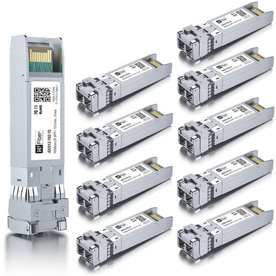 H!Fiber 10 Pack 10G Single Mode SFP+ LC Module, 10Gbase-Lr Fiber Transceiver for