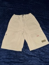 Gap Boys Khaki Denim Flat Front Shorts Size M 7/8 Adjustable Waist