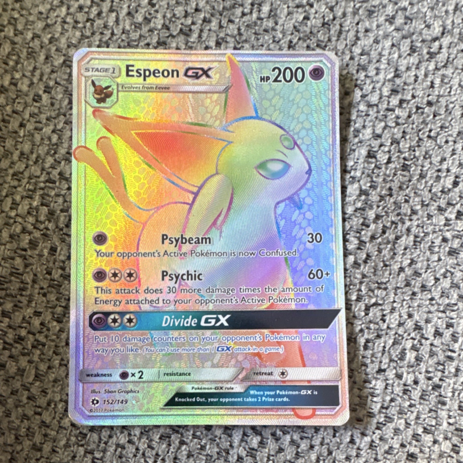 Pokémon Espeon GX 152/149 SM Base Set Secret Rare Full Art Holo GX Card