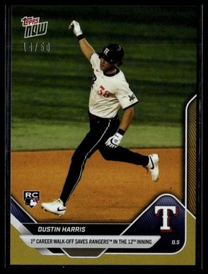 2025 Topps Now 662 Dustin Harris Texas Rangers RC 1st Career Walk-Off ...