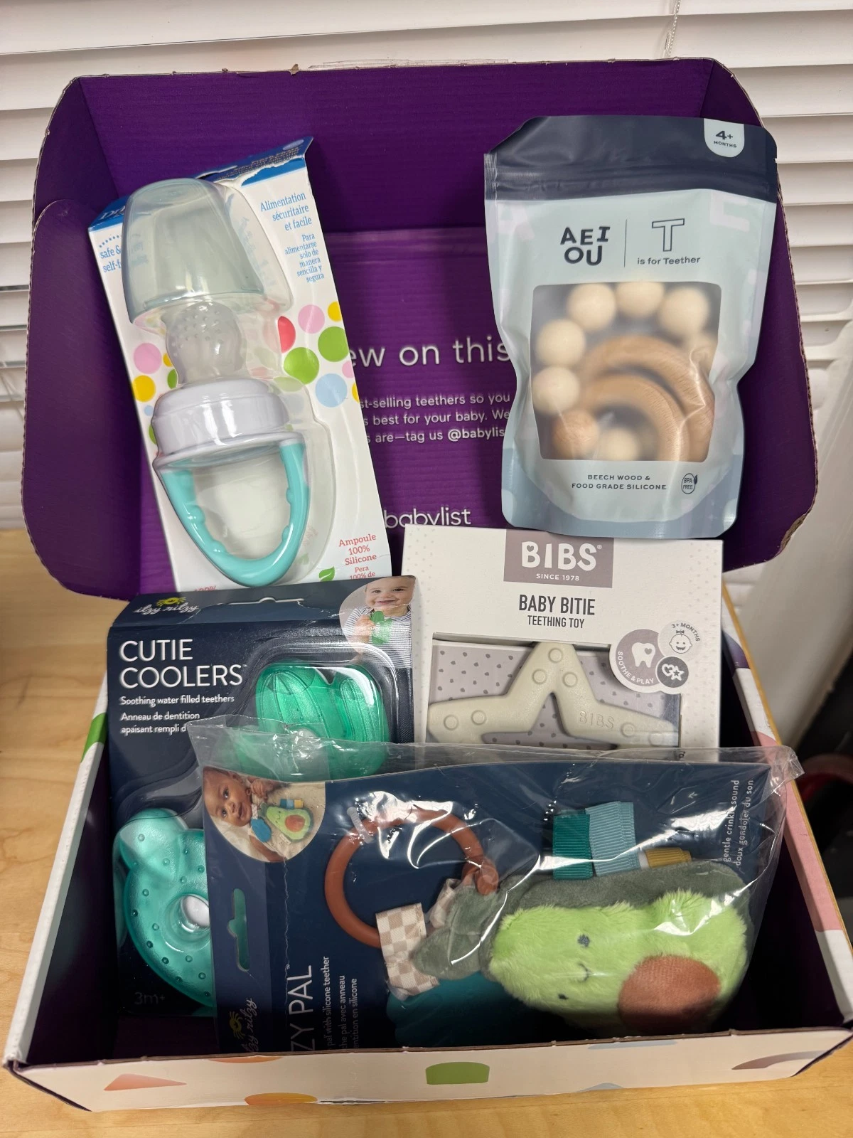 Babylist Teether Gift Box Itzy Ritzy, BIBS, AEIOU, Dr. Brown's