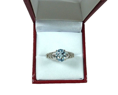 2.48 ct Blue & White Topaz Sterling Silver Cocktail Ring US (9 1/4) AU (S 1/4)