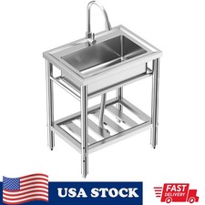 28"x20"x34" Stainless Steel Utility Sink Single Bowl Commercial Kitchen Snik