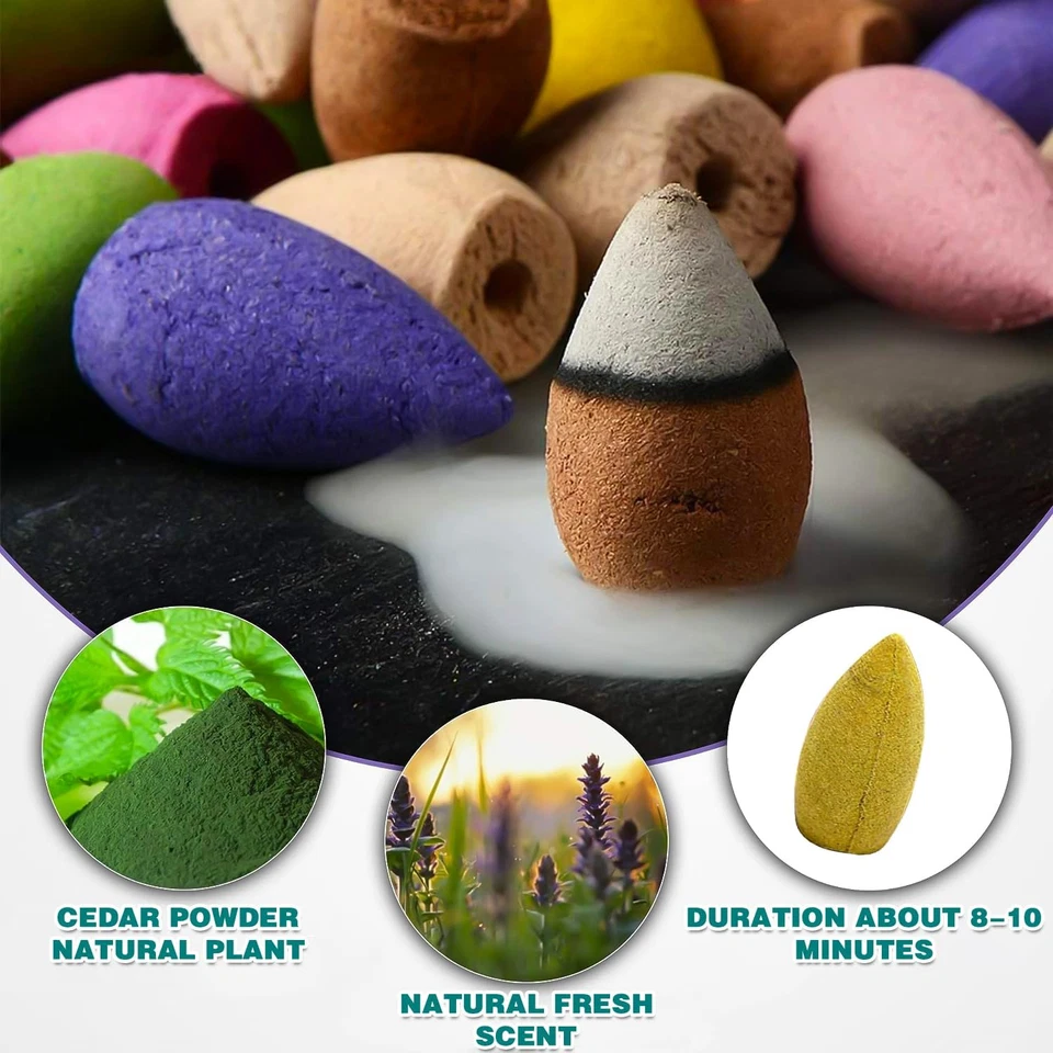 Cono a Cascata Rovesciato, 60 Pezzi Incenso Cono, Cono Di Incenso Naturale, Coni - Immagine 3 di 4