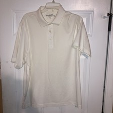 Eddie Bauer Polo Shirt Men  s Large White Outdoors Cotton Button