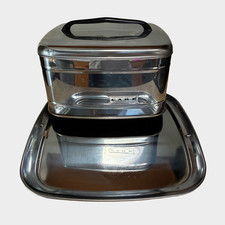 Vintage MCM Square Chrome Lincoln Beautyware Cake Carrier / Saver