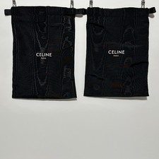 CELINE 14x10 Black Moir   White Logo Dust Bags Grosgrain Ribbon Drawstring
