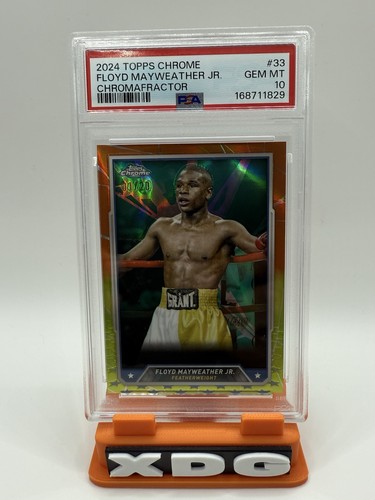 Floyd Mayweather Jr - 2024 Topps Chrome Orange Yellow Refractor  /20 PSA 10 GEM
