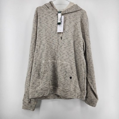 Threads 4 Thought Men's Large Off-White Nico Striped Terry Pullover Hoodie NWT