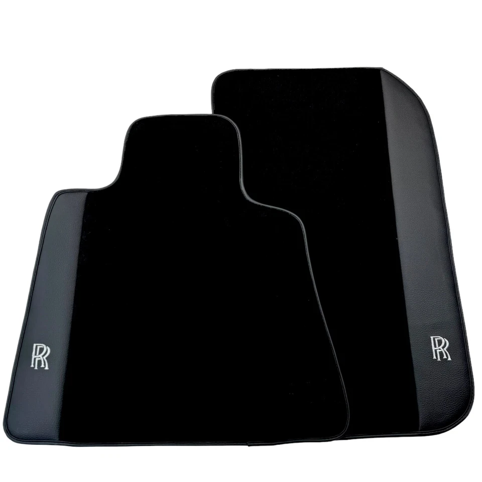 Black Floor Mats for Rolls Royce Wraith (2013–2023) with Leather by AutoWin - Image 3 of 4