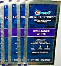 Crest 3D BRILLIANCE WHITE Whitestrips Teeth Dental Whitening Strips Kit 4 Pouch