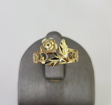 10k Yellow Gold Rose Flower Ring Casual Band Genuine Brand New
