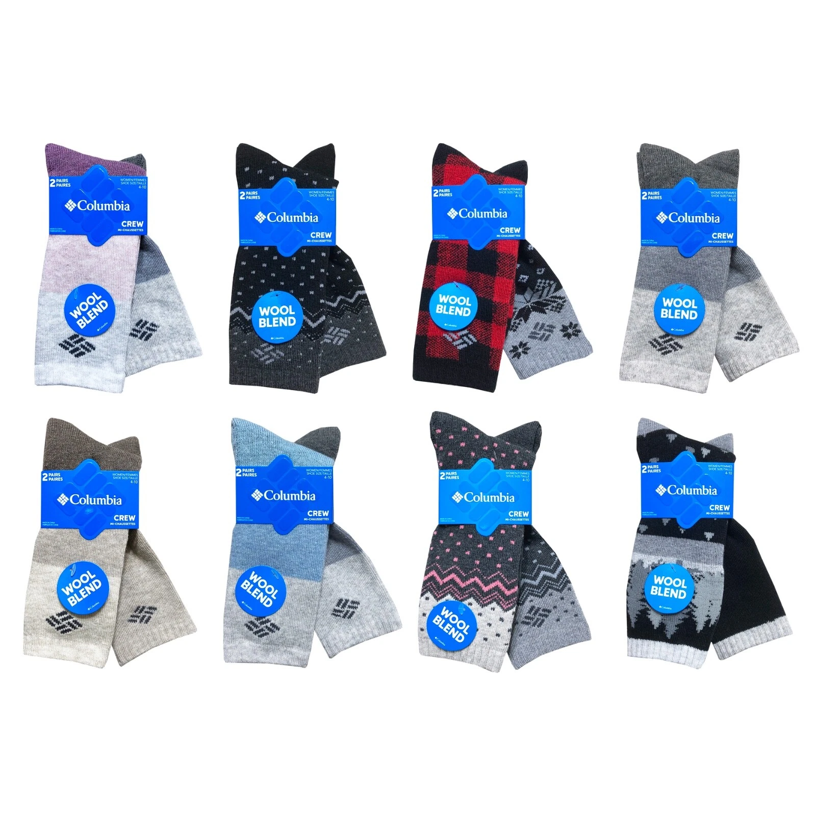Columbia Wool Blend Crew Socks 2 Pairs Womens Warm Thick