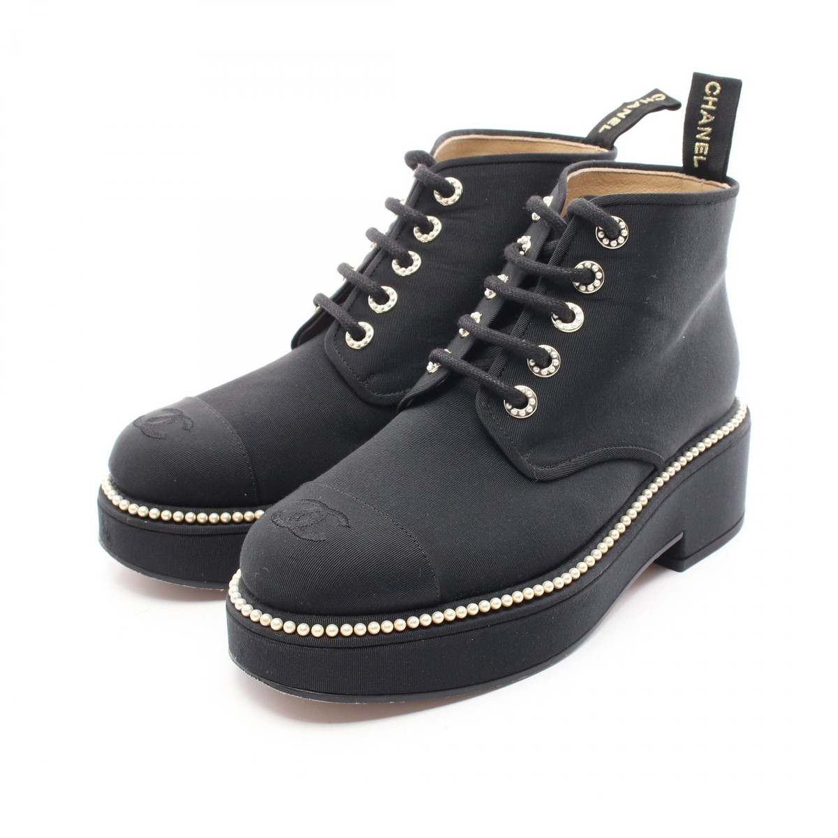 その他 COCO CHANEL CHANEL COCO Mark boots G35367 Fabric Black Used Women | eBay