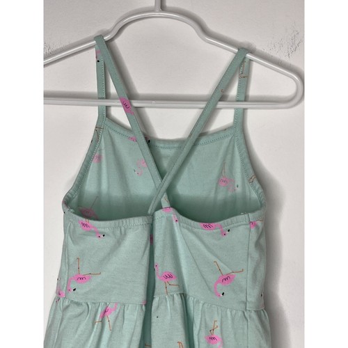 Cat and Jack Dress Girls Sz Small 6 6X Kids Sundress Green Pink Flamingos Summer - Picture 6 of 12